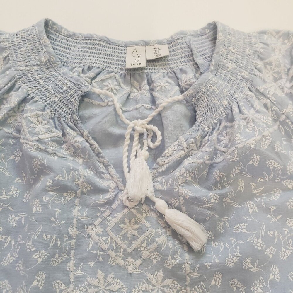 JOIE Peasant Blouse Women's Size Small Embroidered Blue Boho Cottage Core Fairy - Picture 10 of 16